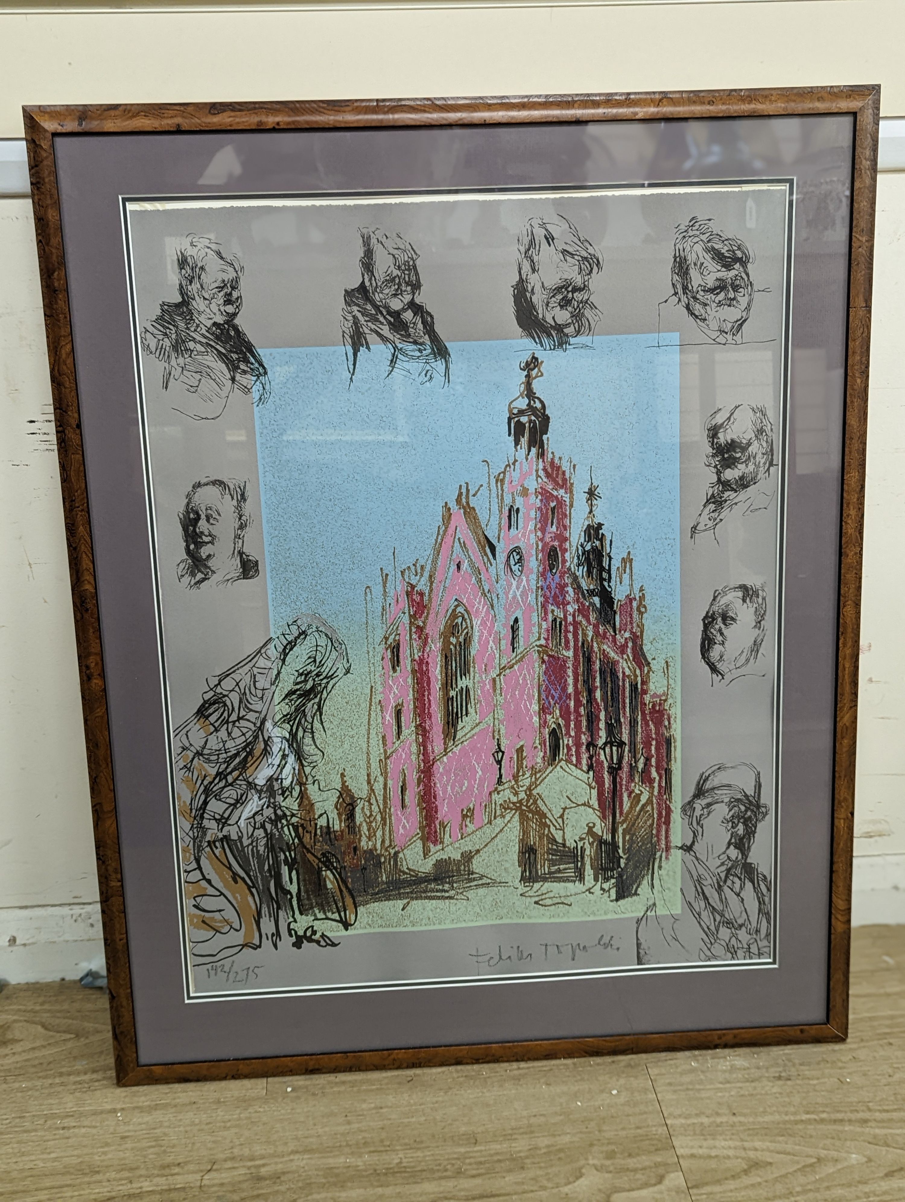 Feliks Topolski RA (1907-1989), lithograph, 'Lord Hailsham', signed and dated 142/275, 66 x 51cm